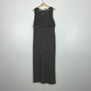 Travelers By Chico's Womens L Maxi Dress Sleeveless Slinky Stretch Striped Dress